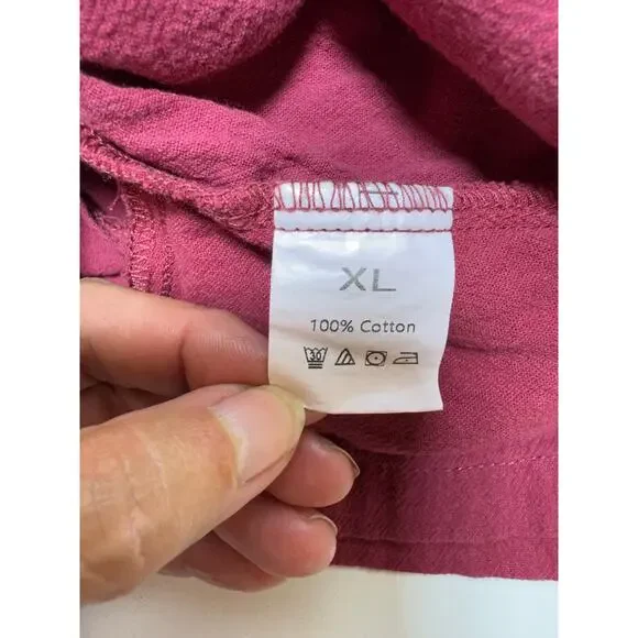 Women’s Jumpsuit Romper Sz XL Wide Leg Baggy Lagenlook Boho Wine Color Beach - Picture 7 of 10